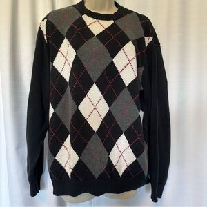 Brandy Melville Argyle Sweater Black Gray Red Academia Preppy One Size (Small)